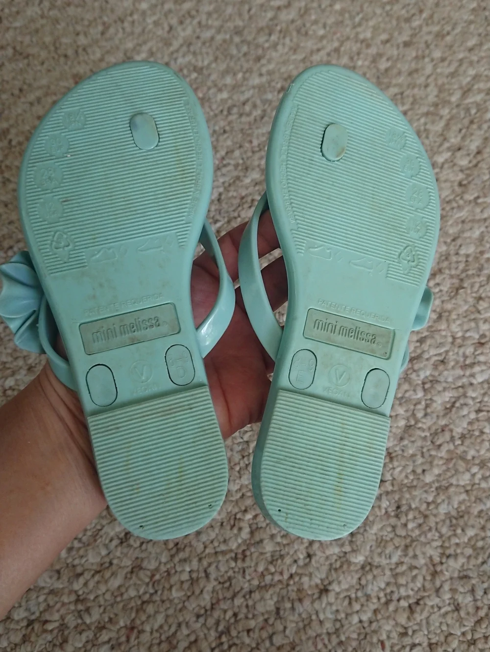 Mini Melissa Harmonic Floral Jelly Flip Flops in Mint size 8-9